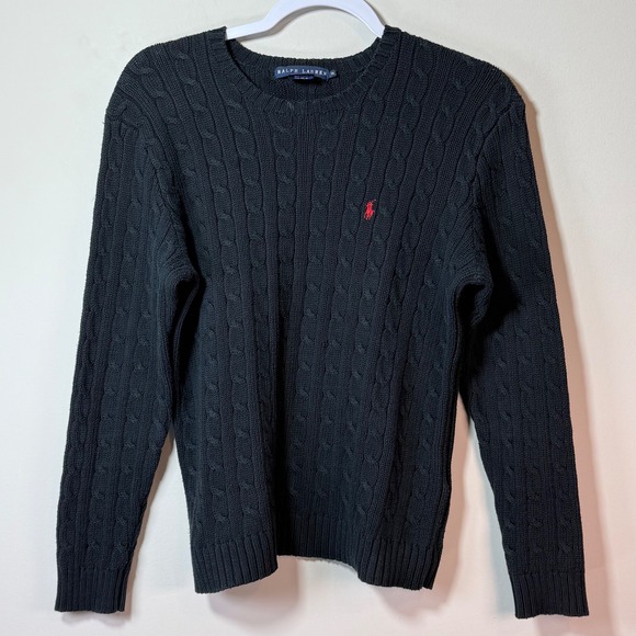 Ralph Lauren Sweaters - Ralph Lauren Cable Knit Sweater Women's Unisex M Black Crew Neck Cotton